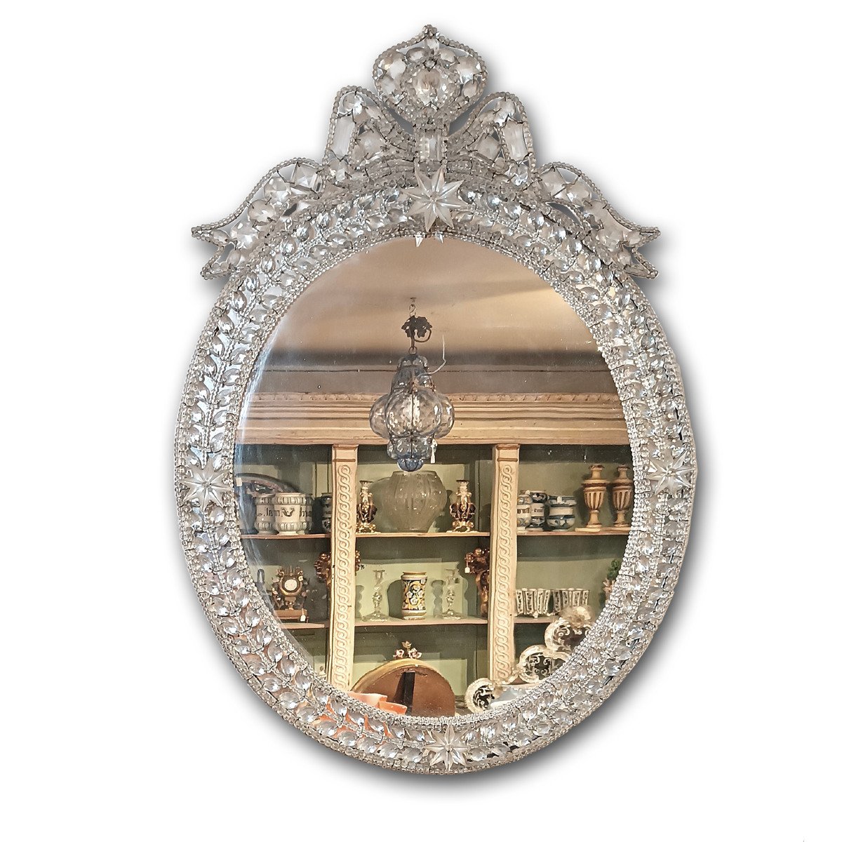 Late 18th Century Neoclassical Mirror With Crystals 