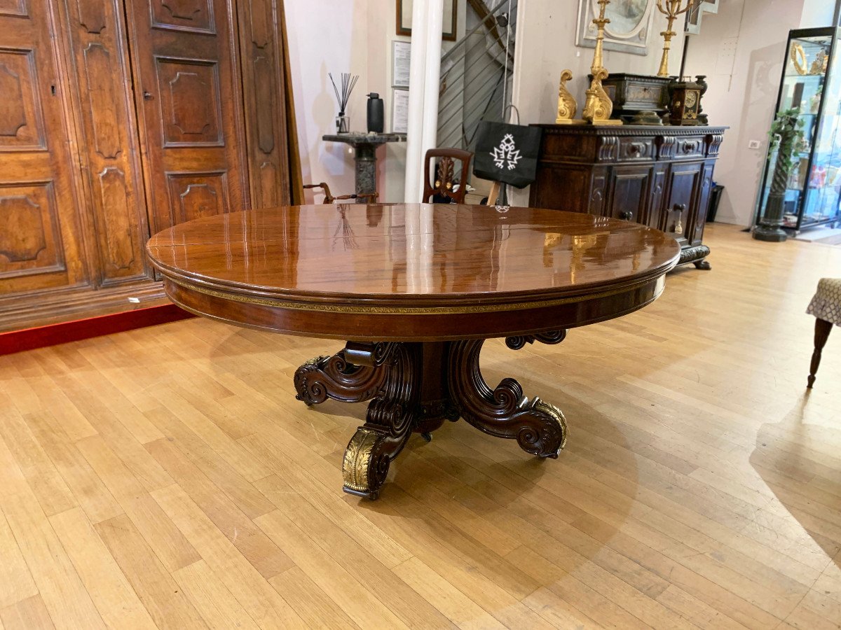 Early 19th Century Charles X Oval Table In Solid Mahogany -photo-2