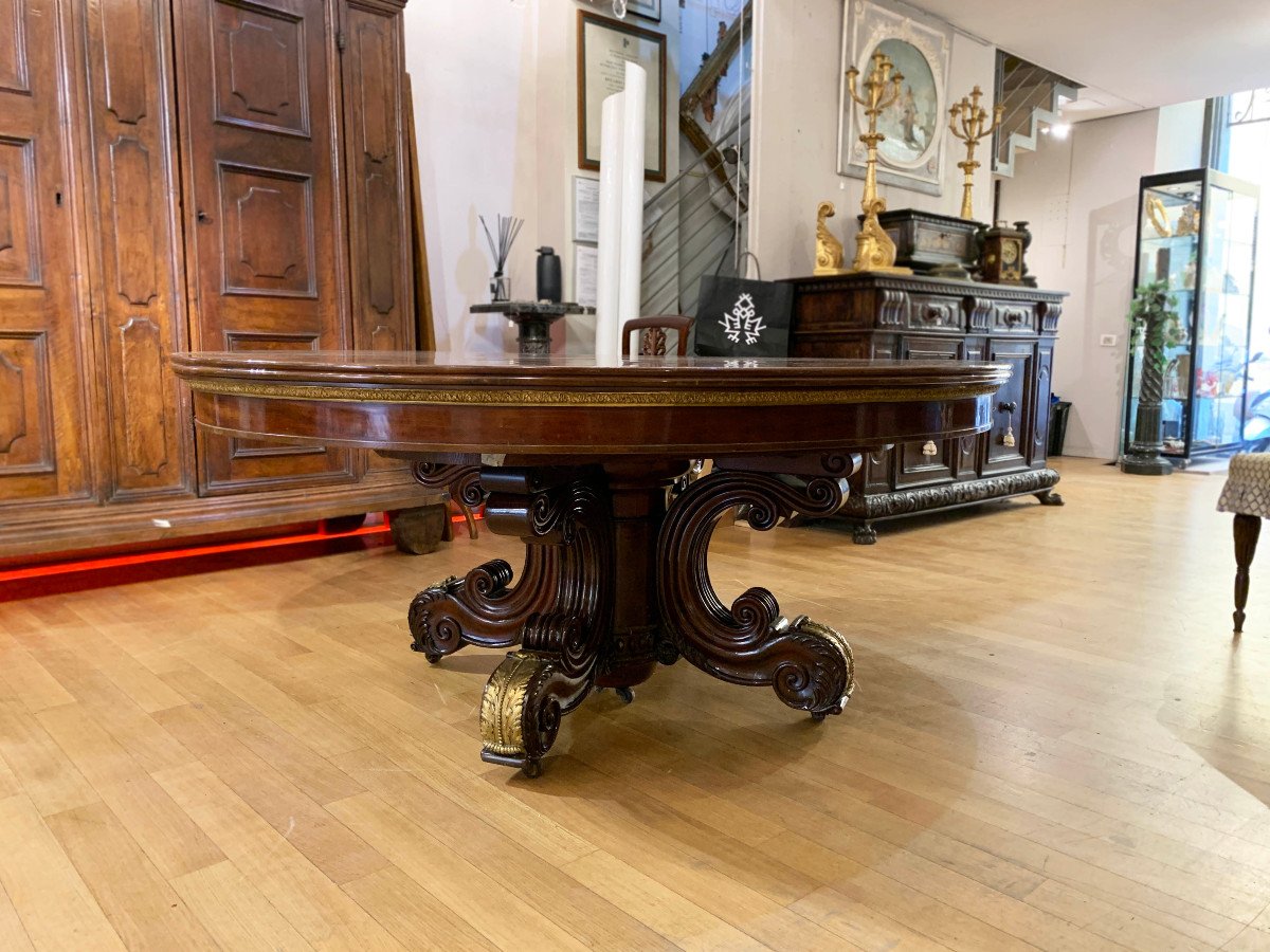 Early 19th Century Charles X Oval Table In Solid Mahogany -photo-3