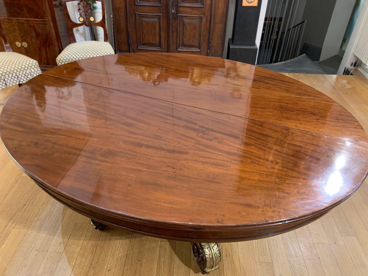 Early 19th Century Charles X Oval Table In Solid Mahogany -photo-1