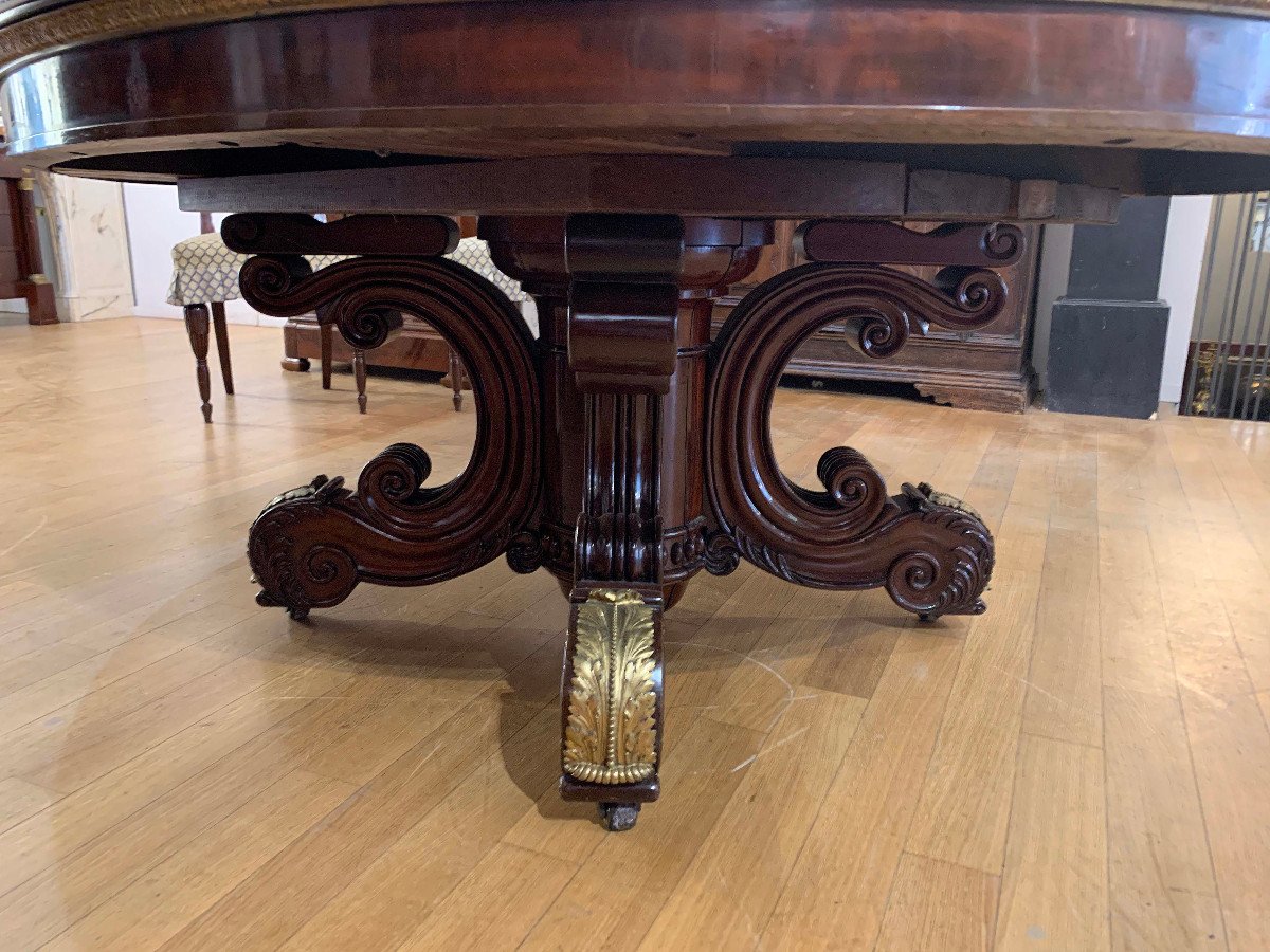 Early 19th Century Charles X Oval Table In Solid Mahogany -photo-3