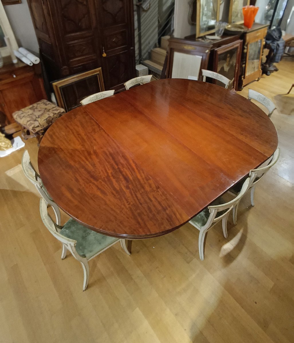 Early 19th Century Charles X Oval Table In Solid Mahogany -photo-5