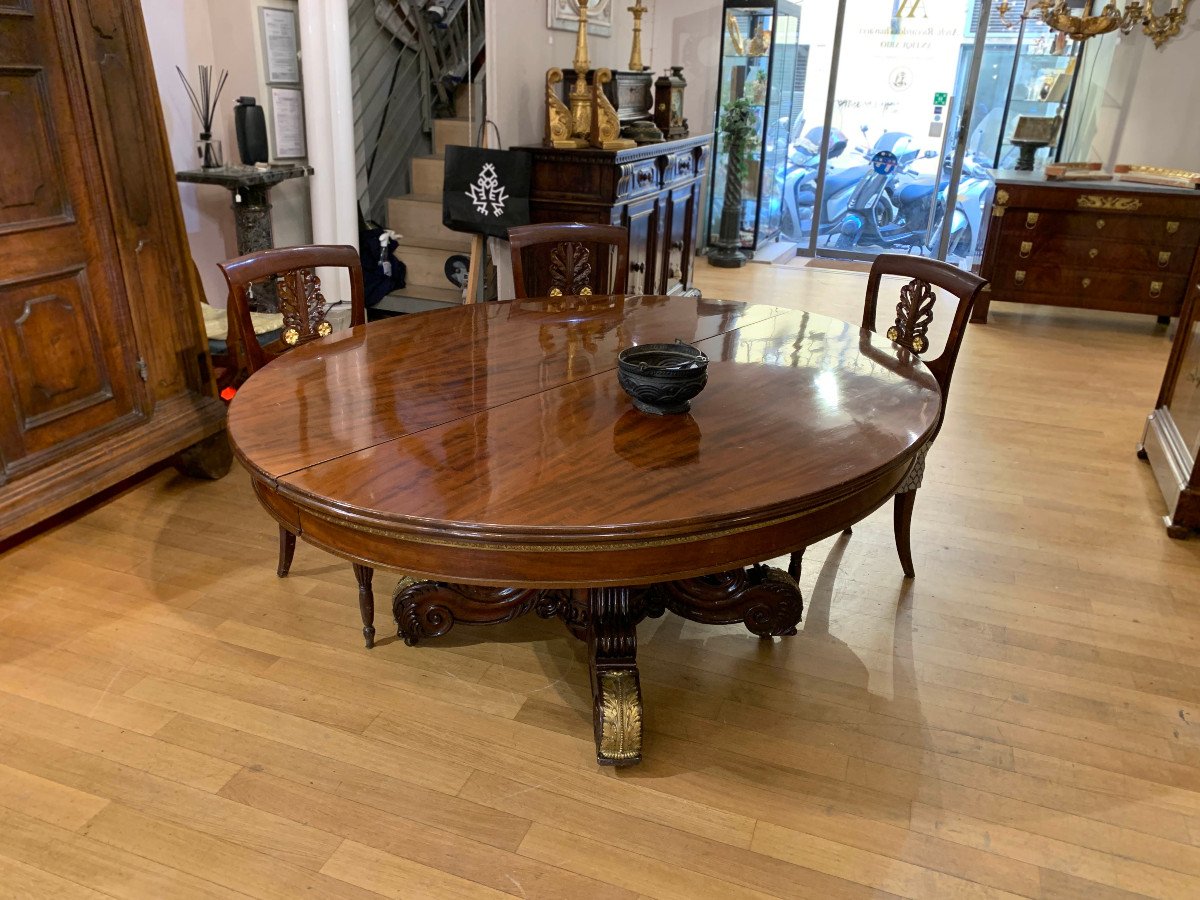 Early 19th Century Charles X Oval Table In Solid Mahogany -photo-8