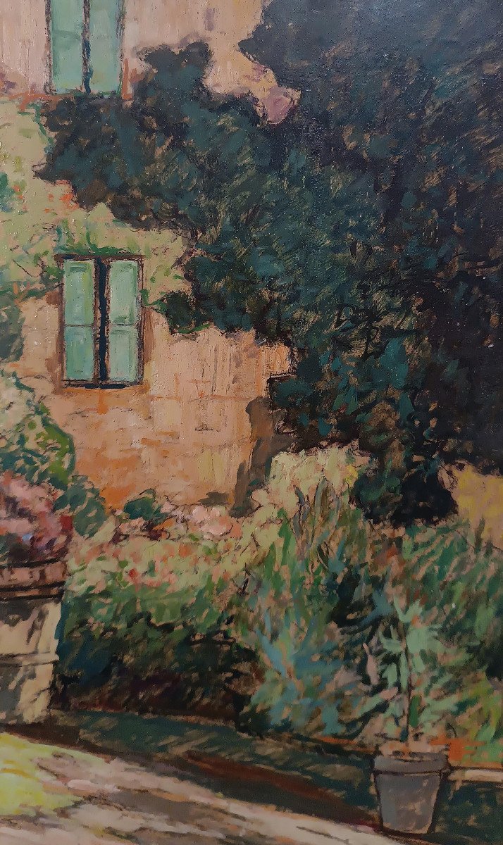 Early 20th Century Painting Glimmer Of Garden-photo-1