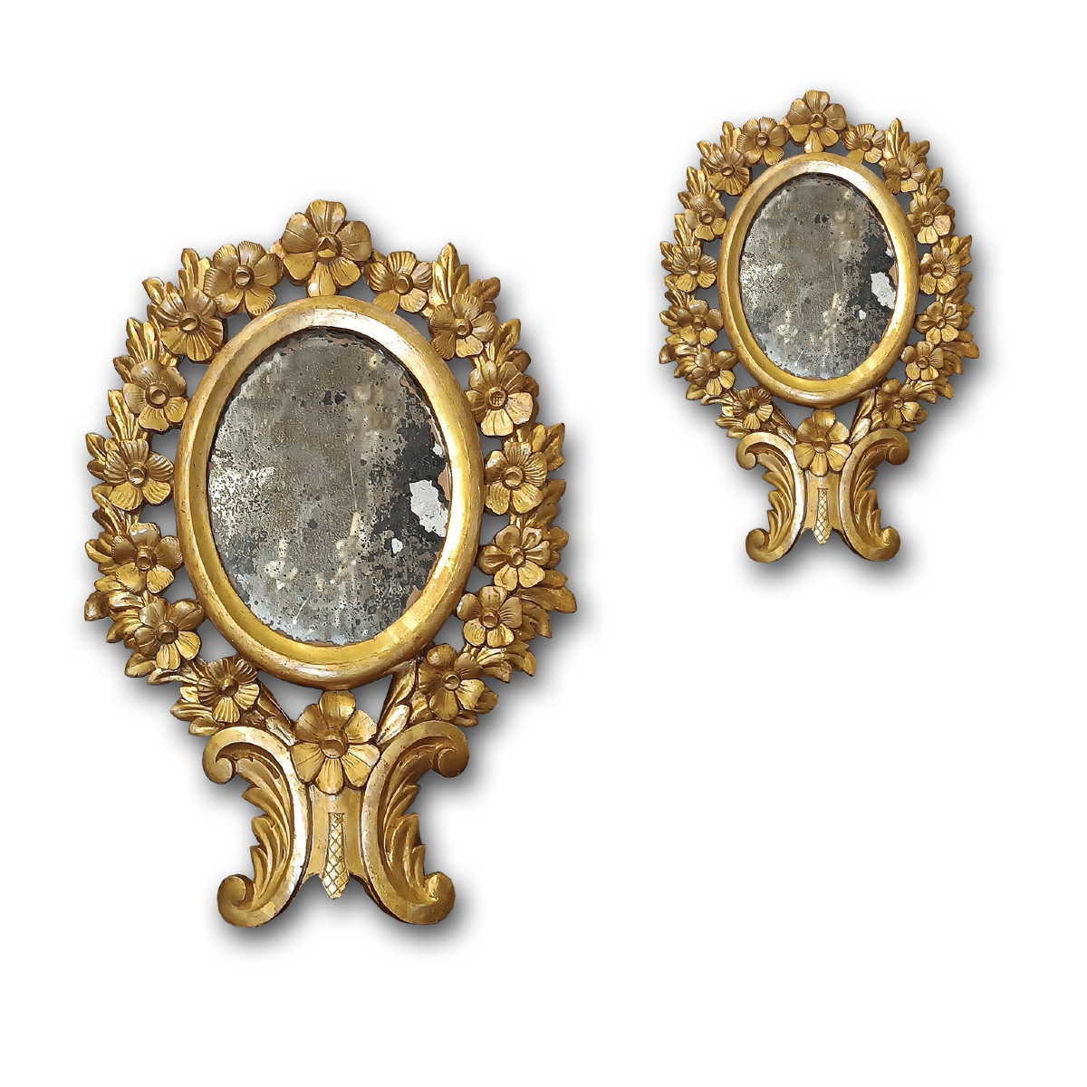 Early 19th Century Pair Of Small Gilded Mirrors