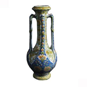 VASE POLYCHROME GIBUS & REDON 19ème SIÈCLE