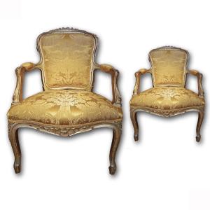 18th Century Taste's Pair Of Golden Armchairs