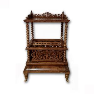 19th Century Magazine Rack In Briar And Solid Walnut