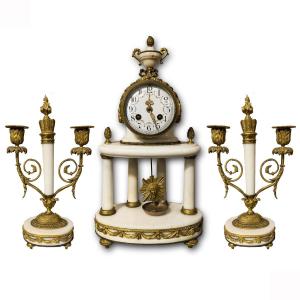 Mid 19thcentury Triptyry Clock And Candlesticks