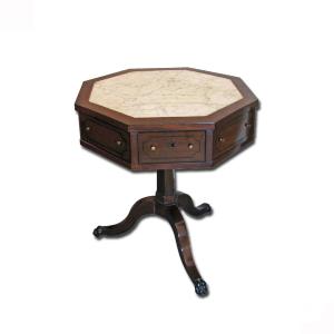 Charles X Octagonal Coffee Table In Mahogany And White Marble