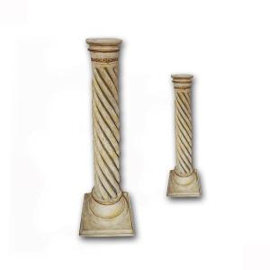 18th Century Pair Of Painted Wood Twisted Columns