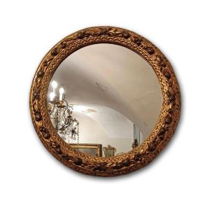 MIROIR ROND EN BOIS DORÉ DEUXIÈME MOITIÉ DU 19ème SIÈCLE