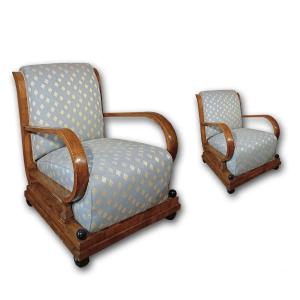 1930s Pair Of Art Deco Armchairs 