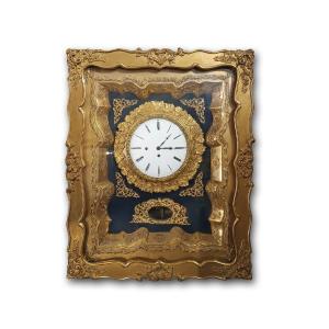 Early 19th Century Golden Wall Clock With Music Box 