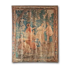 Third Quarter 18th Century Tapestry With “hot Hand Game”