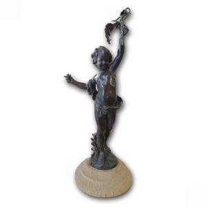 STATUETTE EN BRONZE DIONYSOS ENFANT AUGUSTE MOREAU FIN DU 19ème SIÈCLE