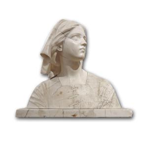 First Half Of The 19th Century Marble Bust Of Joan Of Arc 