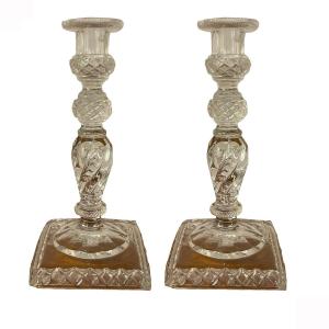 Early 20th Century Pair Of Crystal Candlesticks