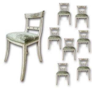 End Of The 18th Century Eight Directory Lacquered Chairs