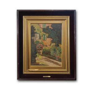 Early 20th Century Painting Glimmer Of Garden