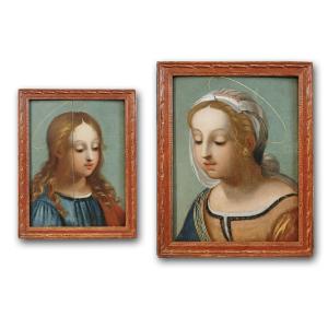 Late 16th Century Pair Of Oil Paintings On Wooden Panels