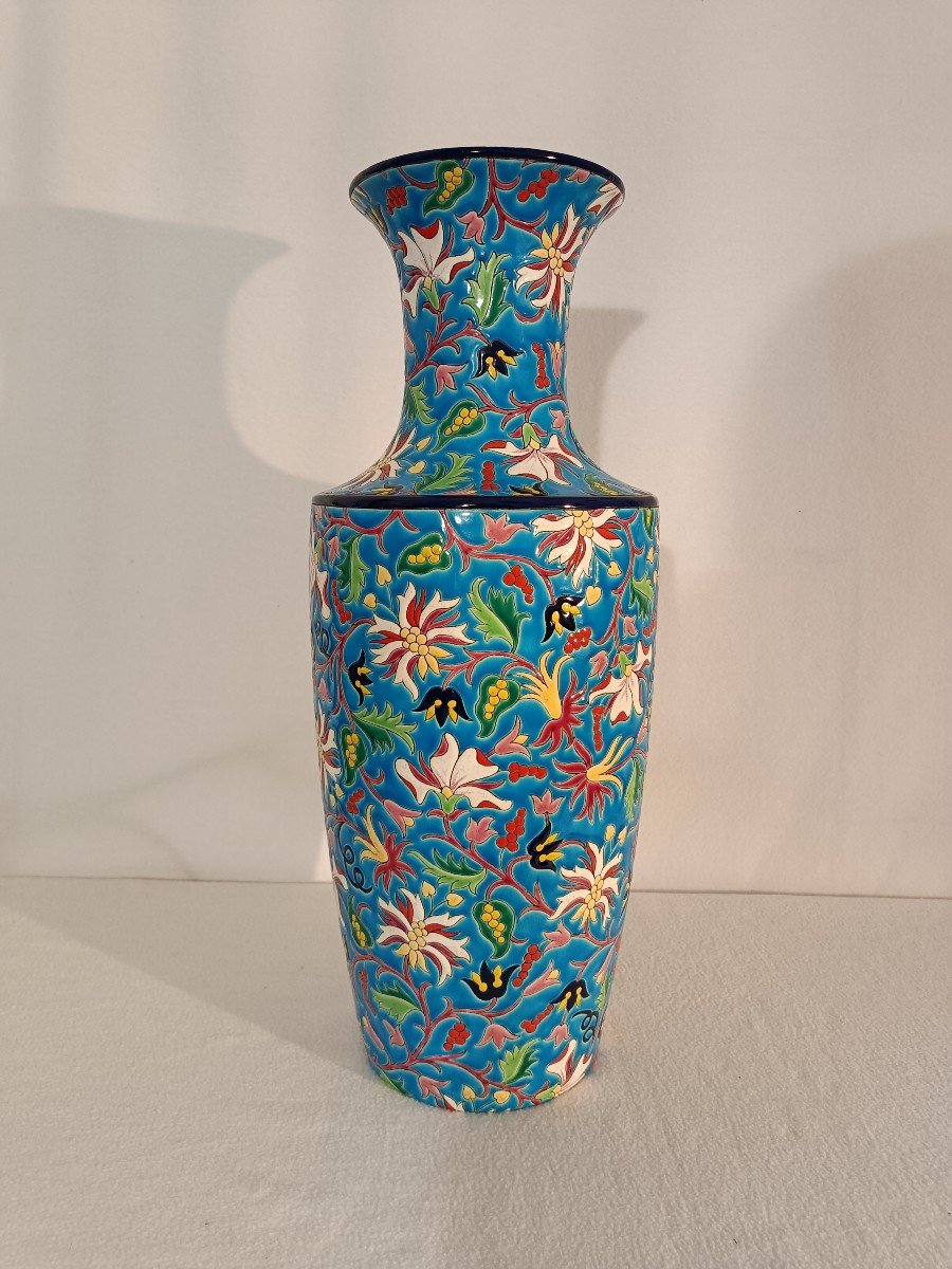 Longwy - Very Large Necked Vase - Height 59 Cm