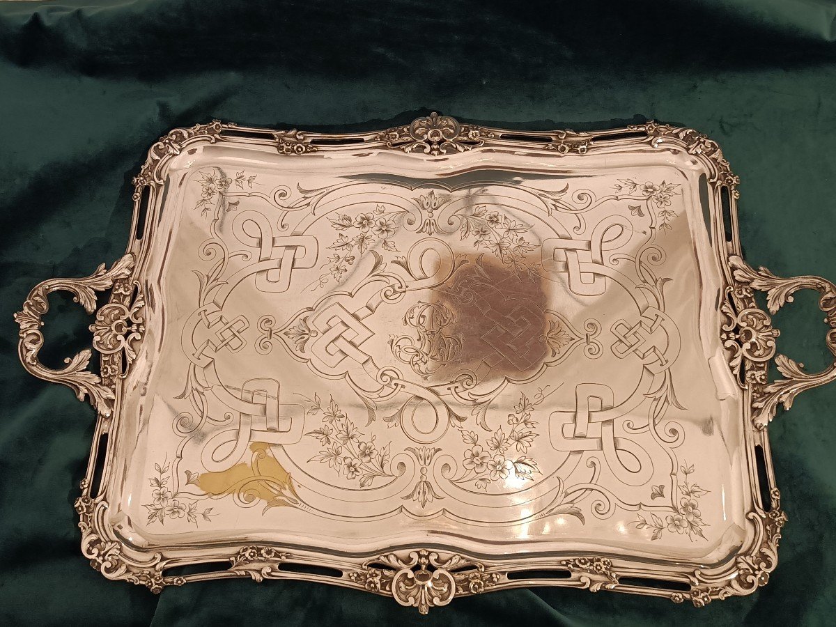 Important Silver Metal Serving Tray 80 Cm-photo-5