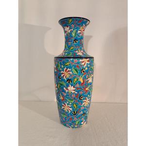 Longwy - Très Grand Vase à col - Hauteur 59 cm