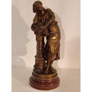 Sculpture En Bronze Mathurin Moreau - La faucheuse 