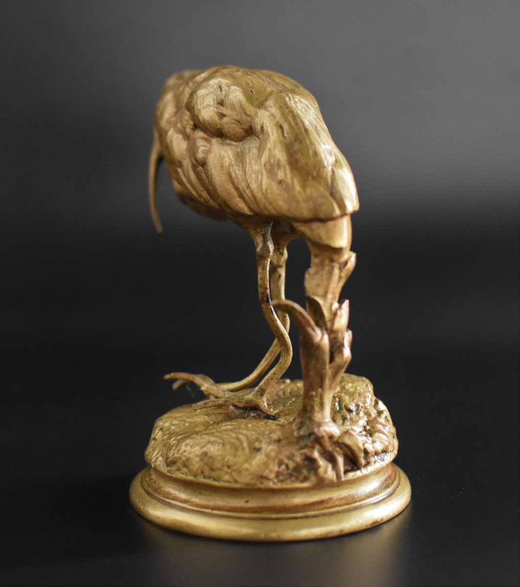 Gilt Bronze Of A Heron-photo-2