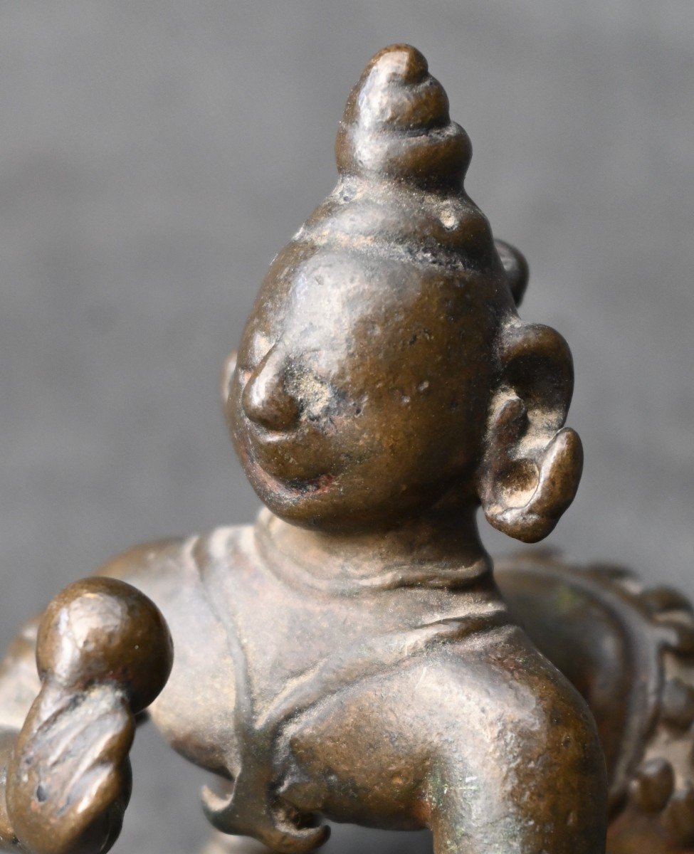 Antique Indian Hindu Bronze Bala Krishna 17th Century-photo-1