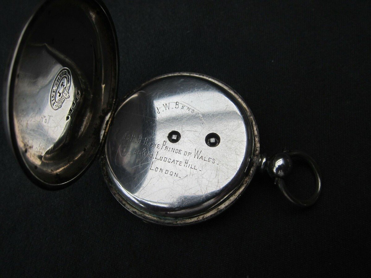 19th Century Antiquity. Century Jw Benson Prince Of Wales Silver Pocket Watch-photo-5