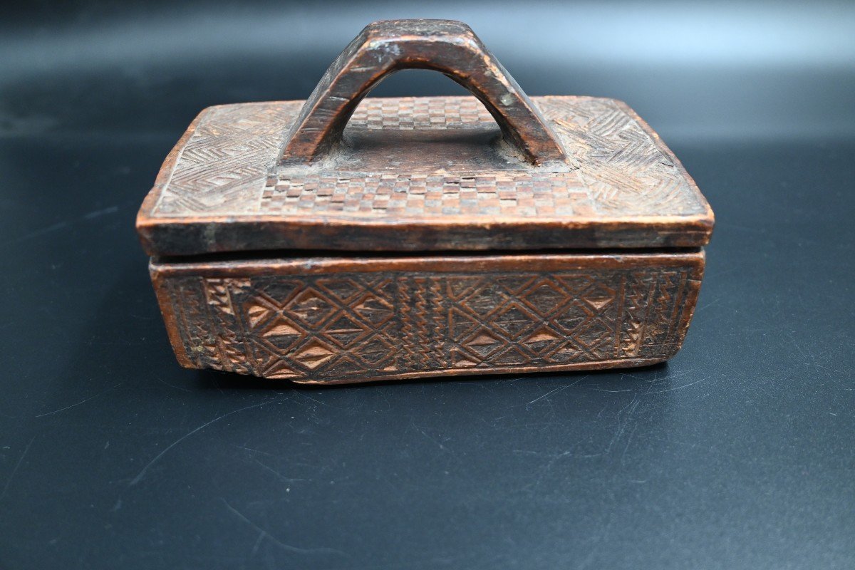 Line Ancient Makeup Box From The Kuba Tribe, Dr Congo-photo-3