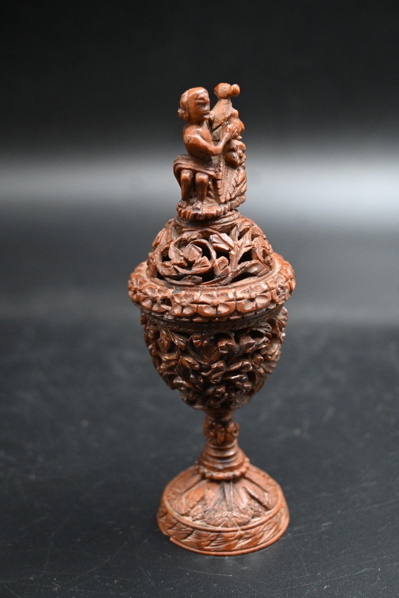 Snuff Box Vinaigrette In Sculpted Corozo Mid Nineteenth Century-photo-4