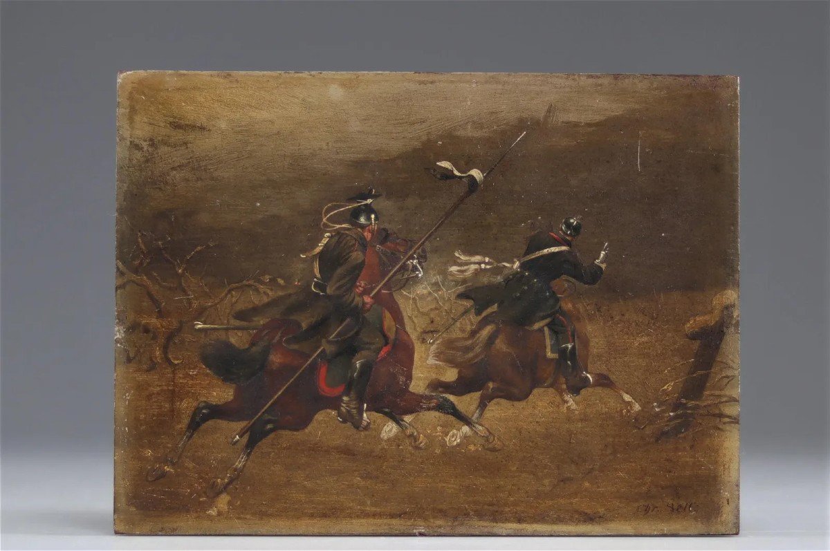 Christian Sell, German Military Painting, On Panel, 19th Century