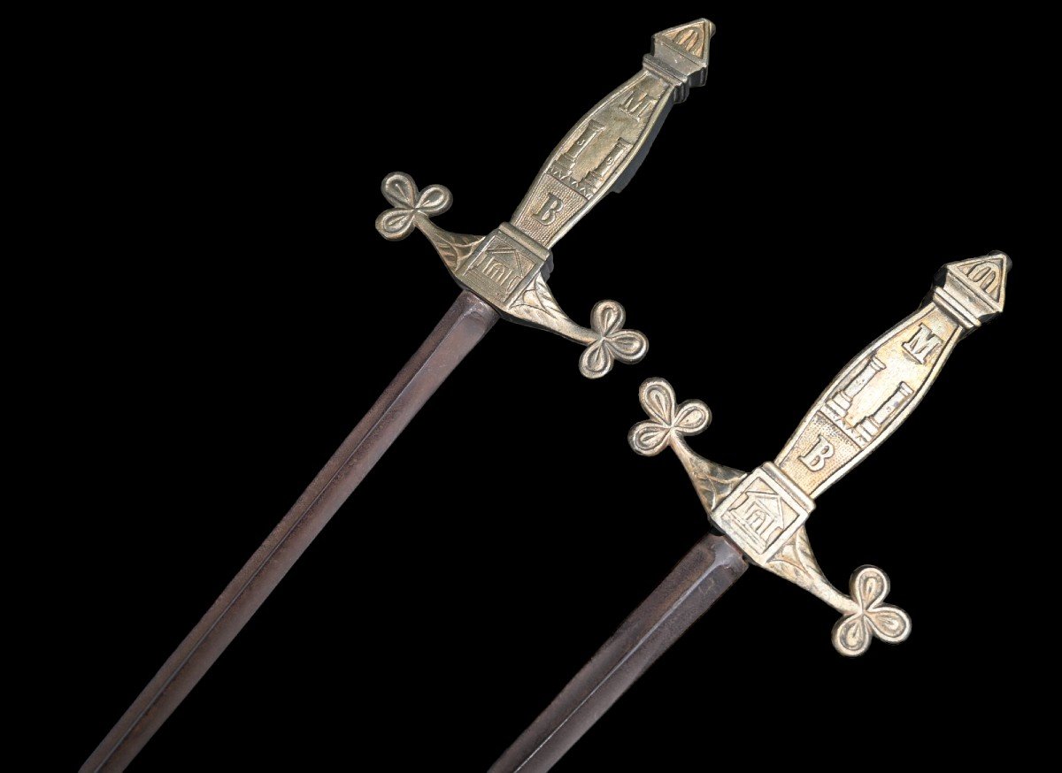 Freemasonry Pair Of Ritual Swords From France 19th Century-photo-4