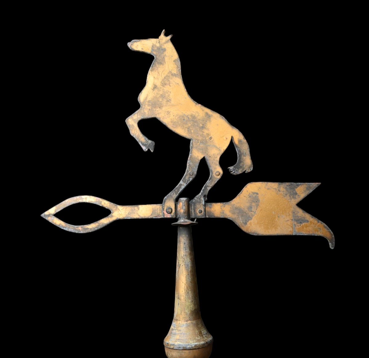 Weather Vane In Gilded Copper, 19th Century-photo-2