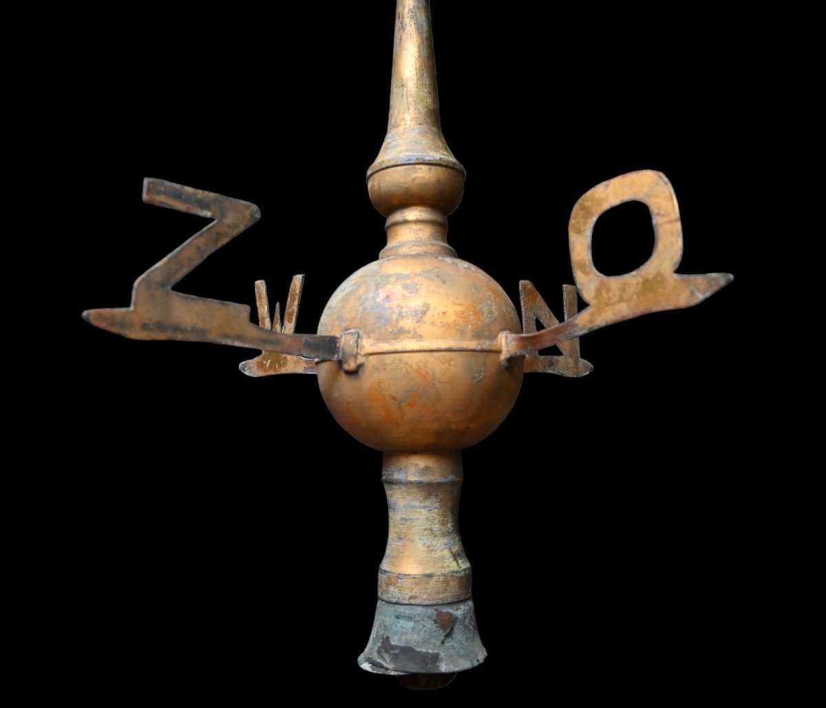 Weather Vane In Gilded Copper, 19th Century-photo-3