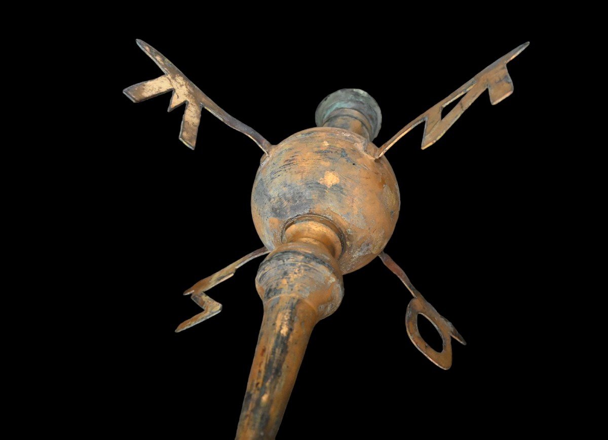 Weather Vane In Gilded Copper, 19th Century-photo-1