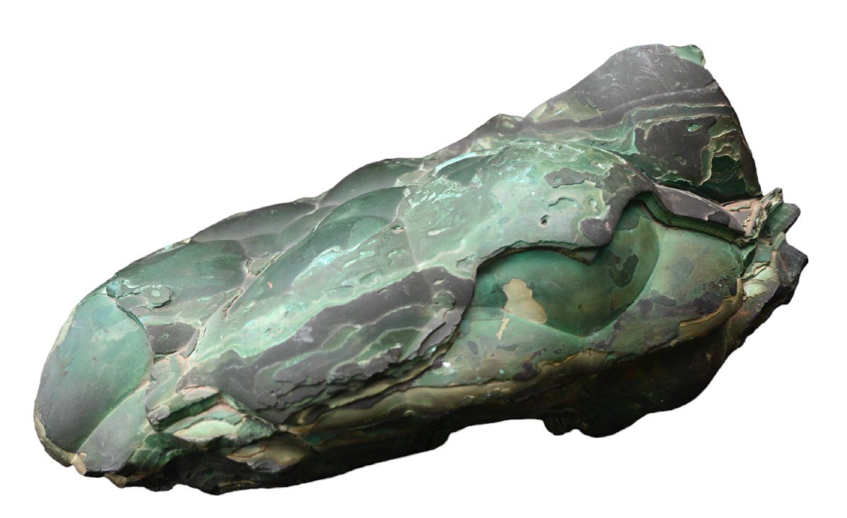 Pièce De Malachite De Forme Naturelle Et Unique - Objet Pour Le Cabinet De Curiosités-photo-3