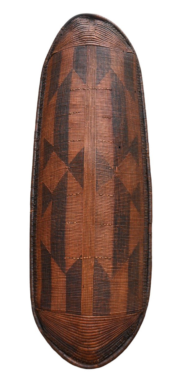 Antique African Fiber War Shield From The Poto/doko Tribe (dr Congo)