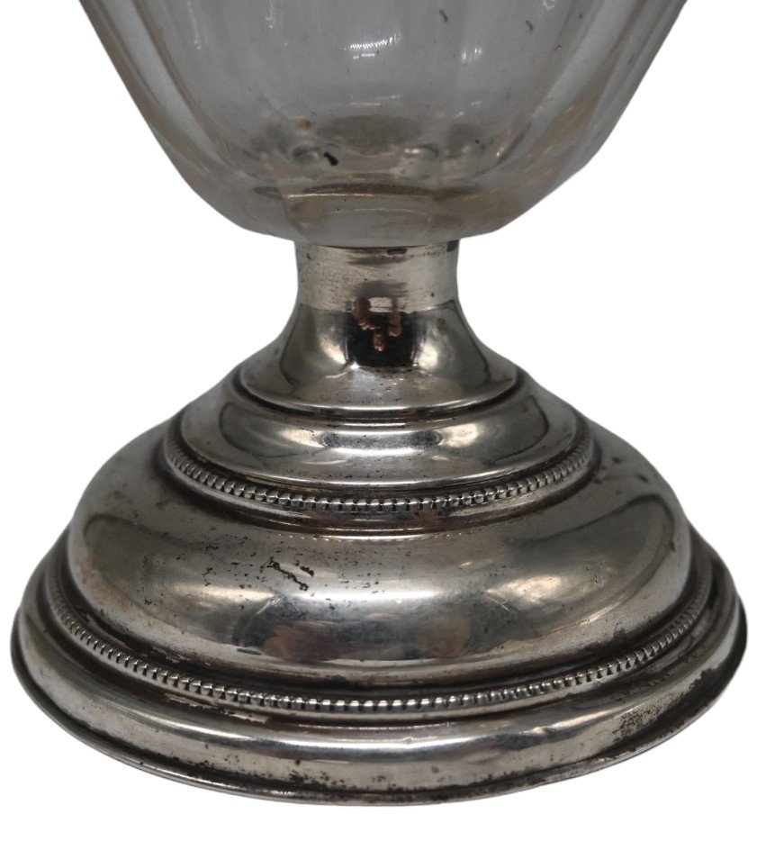 Caraffe, Vonêche Cristallerie With Silver Base-photo-2