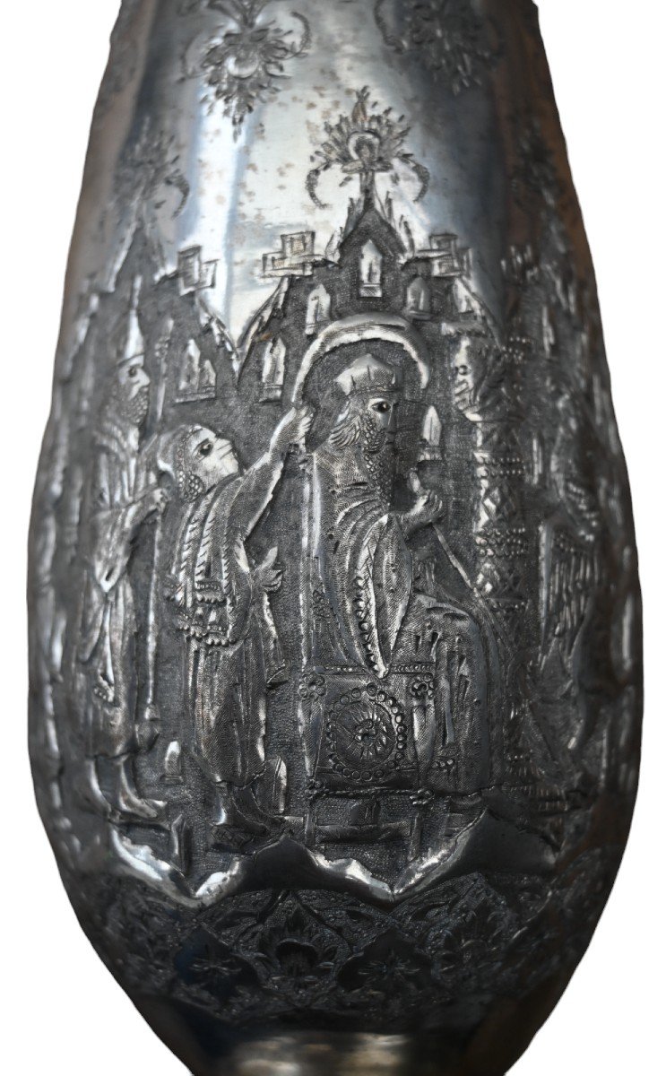 Musée Qualité Antique Islamique Qajar Indo-persan Vase En Argent-photo-4