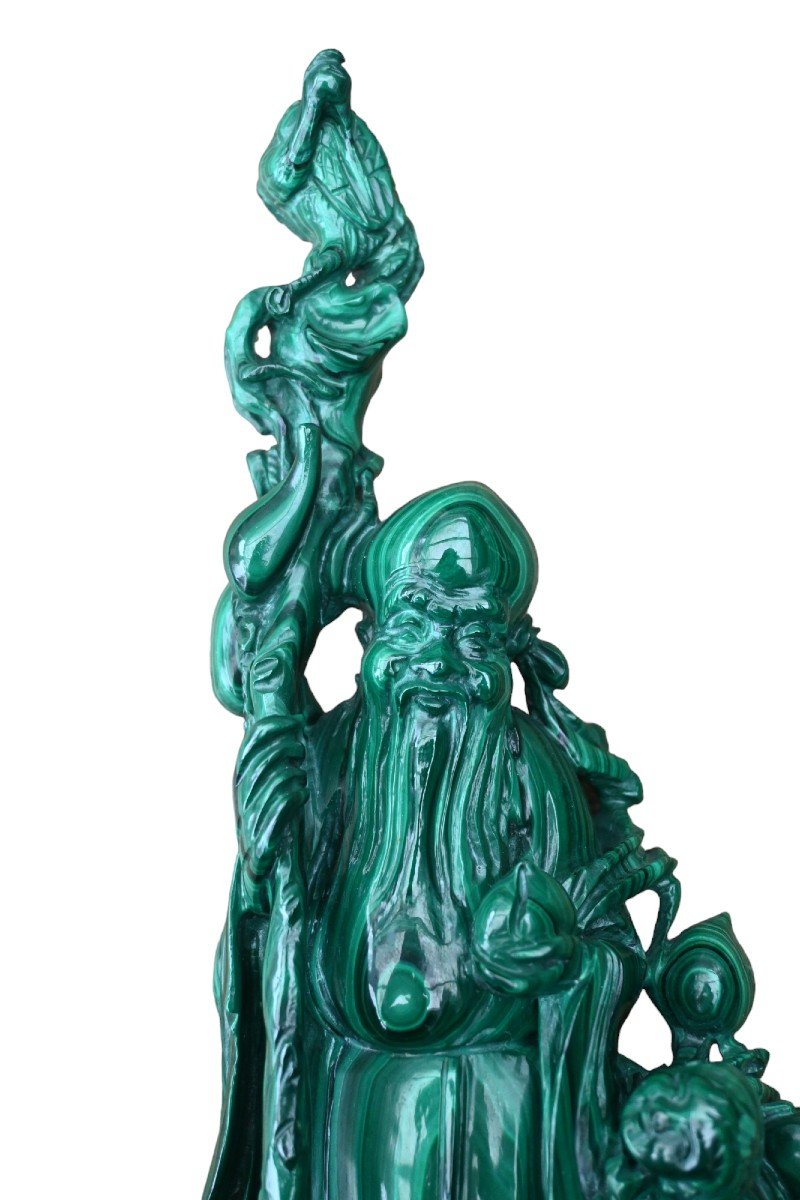 Statue Chine En Malachite , Pékin, 20éme Siècle.-photo-2