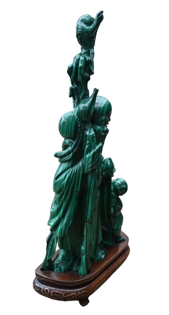 Statue Chine En Malachite , Pékin, 20éme Siècle.-photo-4