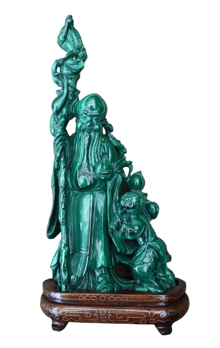 Statue Chine En Malachite , Pékin, 20éme Siècle.