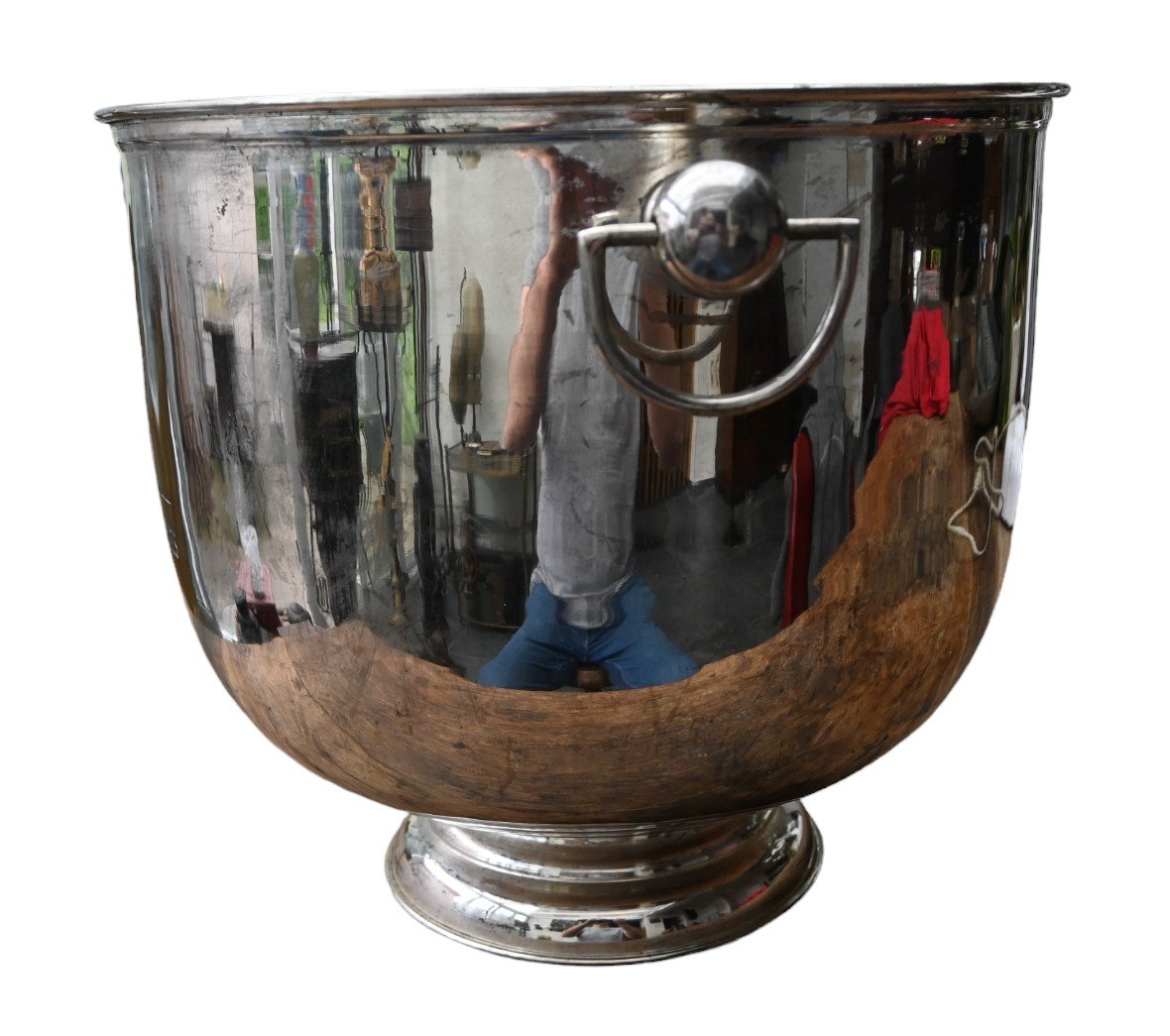 Very Large Champagne Bucket In Silver Metal, Frerejean Freres-photo-1