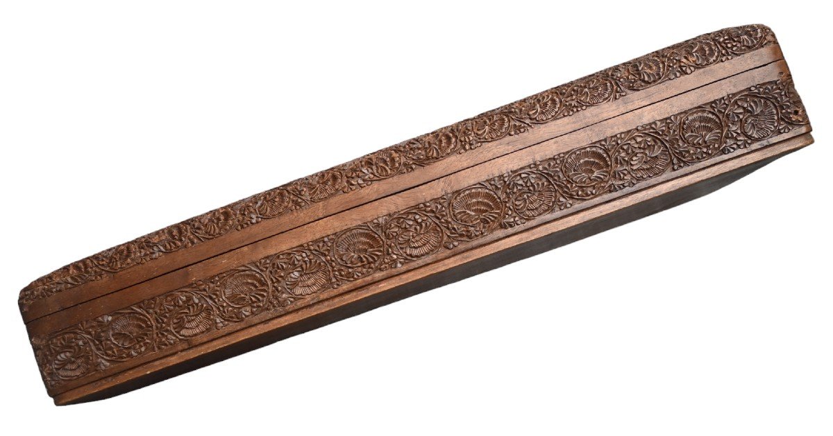 Indian Carved Wooden Storage Box For Fans-photo-3