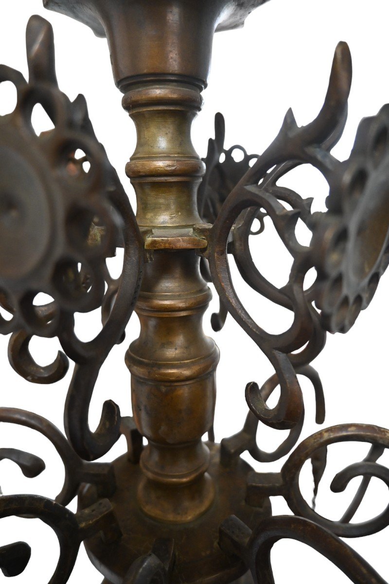 Bronze Candle Chandelier 8 Arms, 19th Century-photo-4