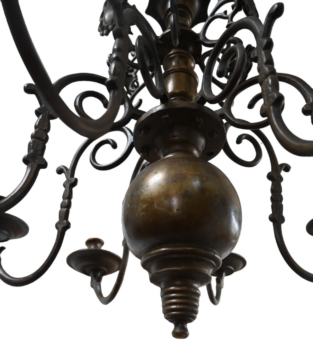 Bronze Candle Chandelier 8 Arms, 19th Century-photo-6